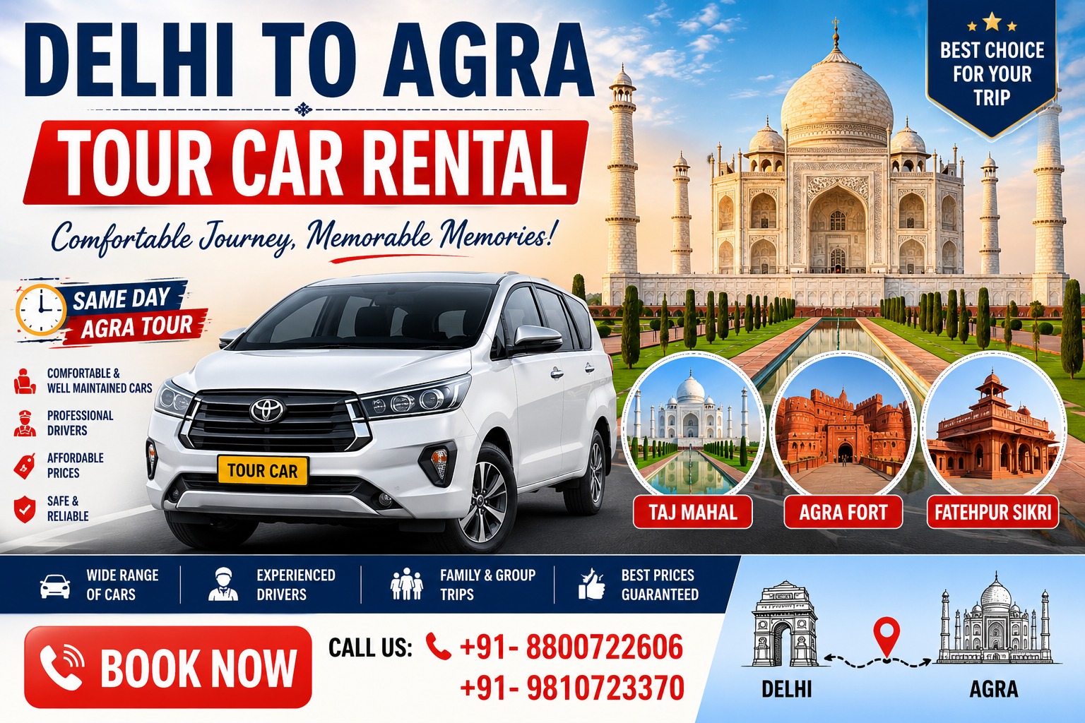 Delhi To Agra Tour Car Rental