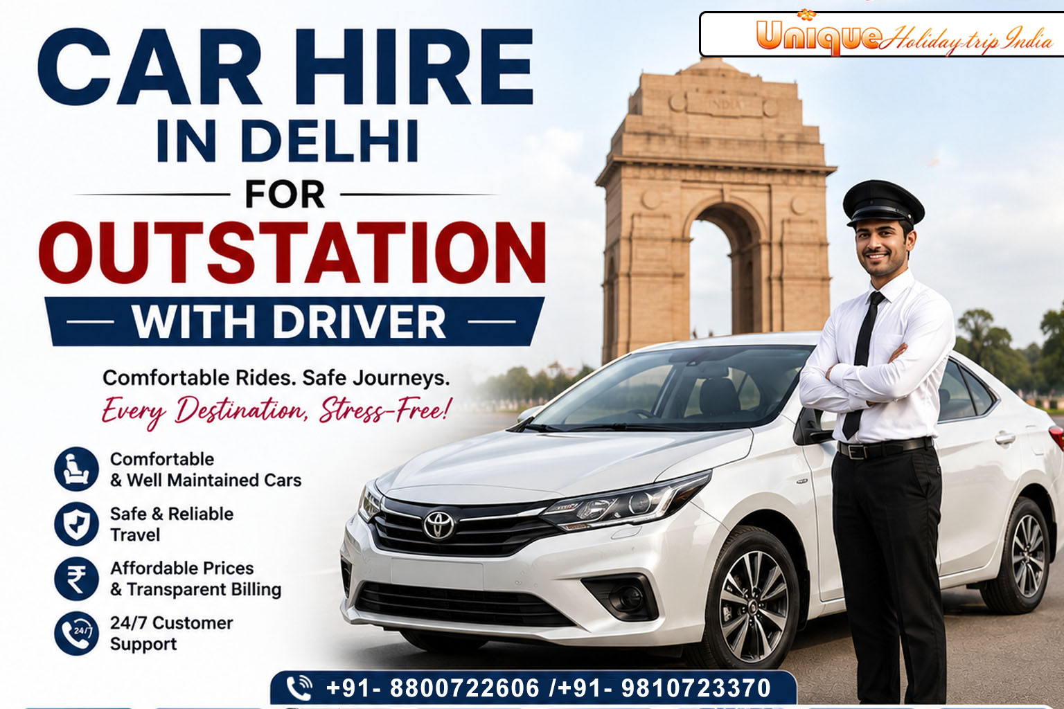 car hire in delhi for outstation with driver