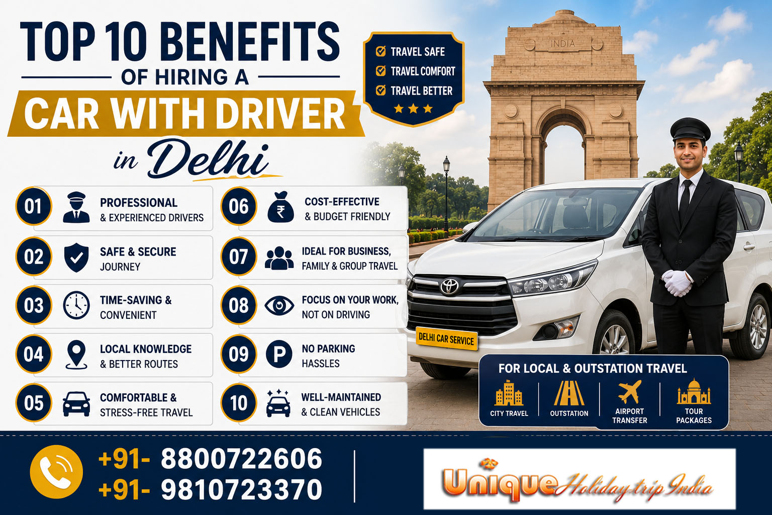 Top 10 Benefits of Hiring a Car with Driver in Delhi