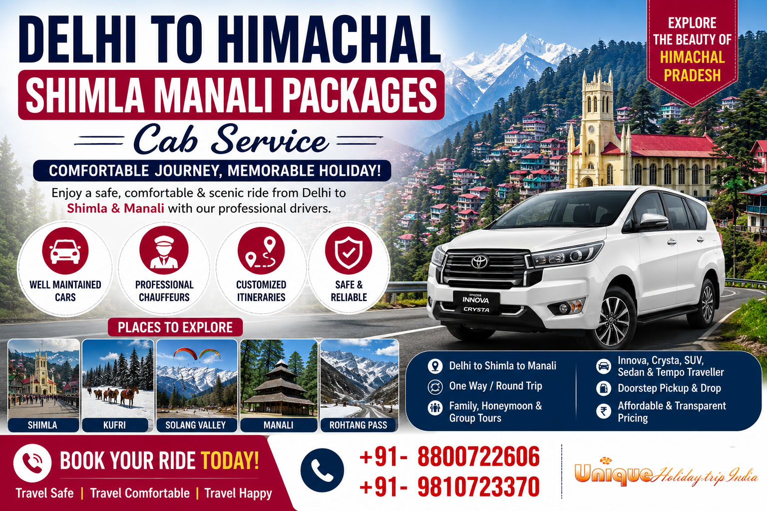 elhi To Himachal Shimla Manali Packages cab service